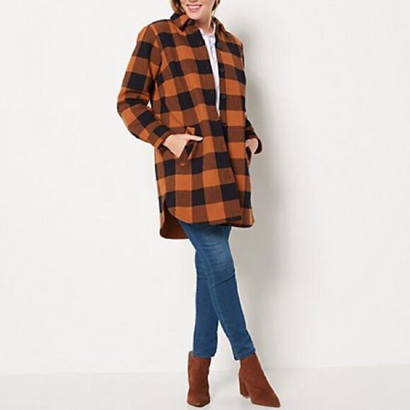 Joan Rivers Fleece Lining Buffalo Check Jacket - Picture 1 of 5